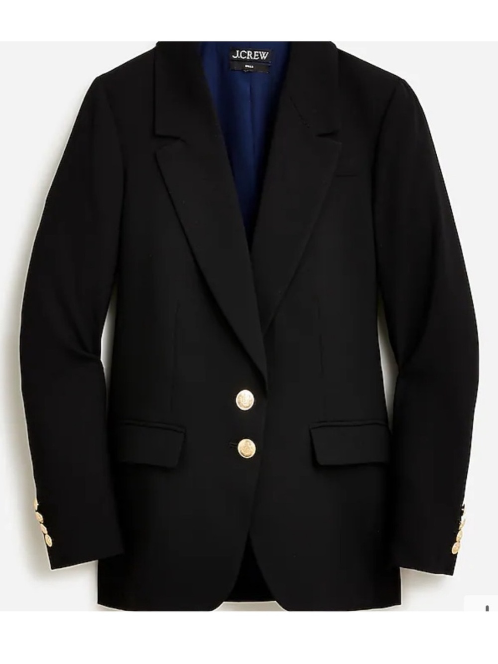 J.Crew Willa Black Blazer with Gold Buttons - Size 14 - NWT